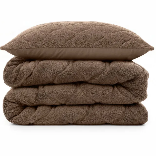 Sleeptime 2 in 1 Teddy Premium Dekbed zonder Overtrek - Dekbed Inclusief Slopen - 140 x 200 cm - Taupe/Bruin