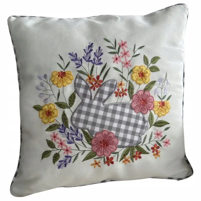 DeHome Paaskussenhoes met konijnenapplicatie 40x40 cm - Wit