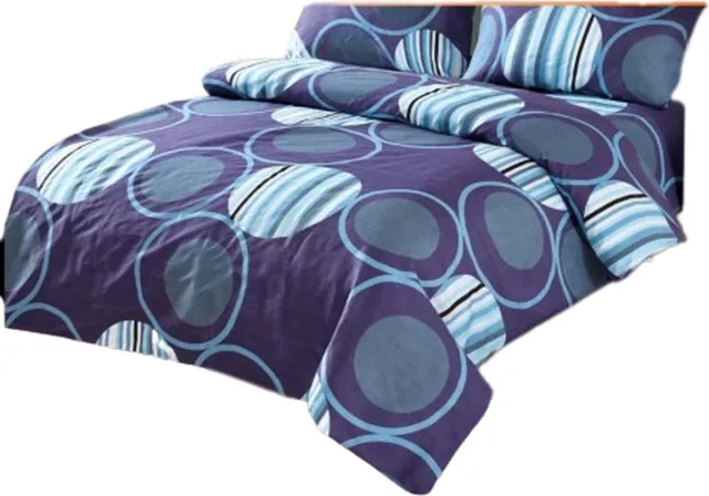 cotton world Dekbedovertrek dekbed overtrek met 2 kussensloop , Paars- Blauw met ritsluiting