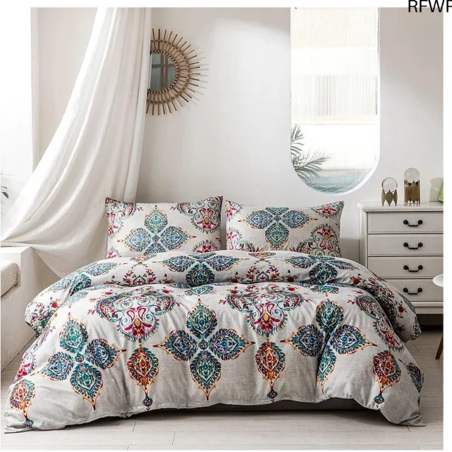 RFWR Turquoise Dekbedovertrekset 200 x 220 cm met Boheems Mandala Patroon en Verborgen Ritssluiting