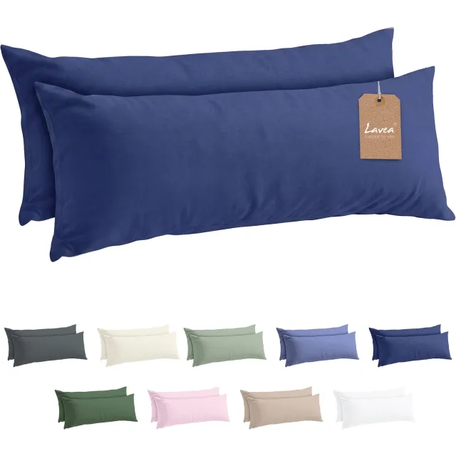 lavea Set van 2 Kussenslopen - 40x145 - 100% Microvezel - Zachte en Adememende Kussenhoezen, OEKO-TEX® Gecertificeerd - Marineblauw