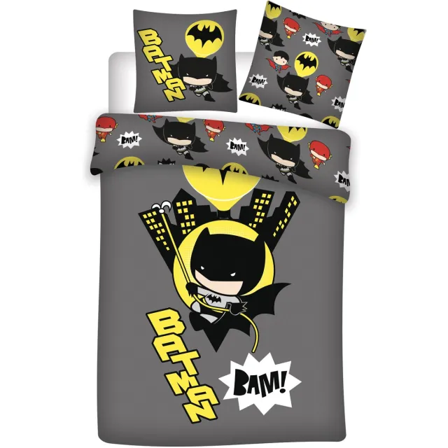 Batman Dekbedovertrek BAM! - Eenpersoons - 140 x 200 cm - Polyester Grijs