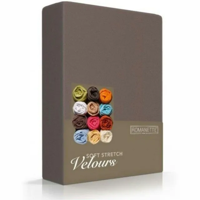 Romanette Velours hoeslaken - Taupe - 1-persoons (80/90/100x200/220 cm)