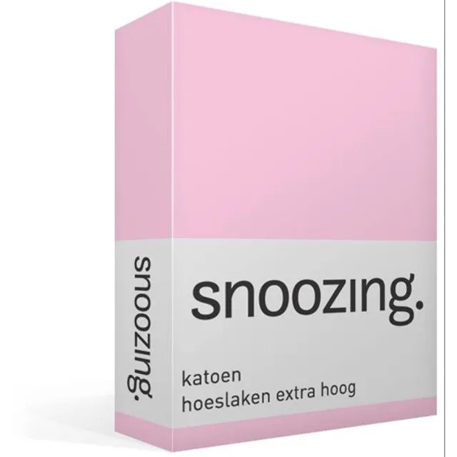 Snoozing Katoen - Extra Hoog - Hoeslaken - Eenpersoons - 80x220 cm - Roze