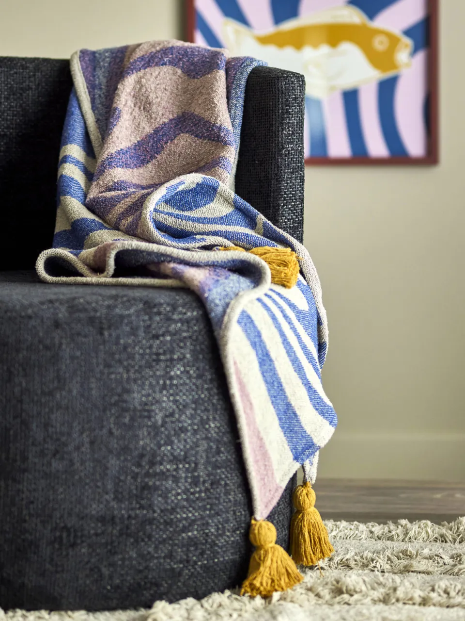 Bloomingville Arlie plaid blauw, foto 2
