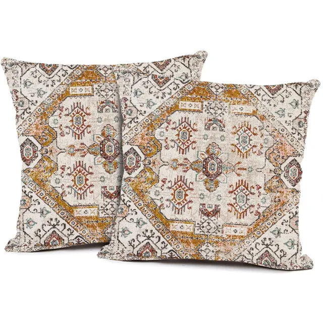 KZQ Kussenslopen - Set van 2 vierkante decoratieve kussenslopen in Boheemse stijl, zacht en duurzaam - Geschikt voor banken, woonkamers en slaapkamers - 50x60 cm - Patroon Bloem .