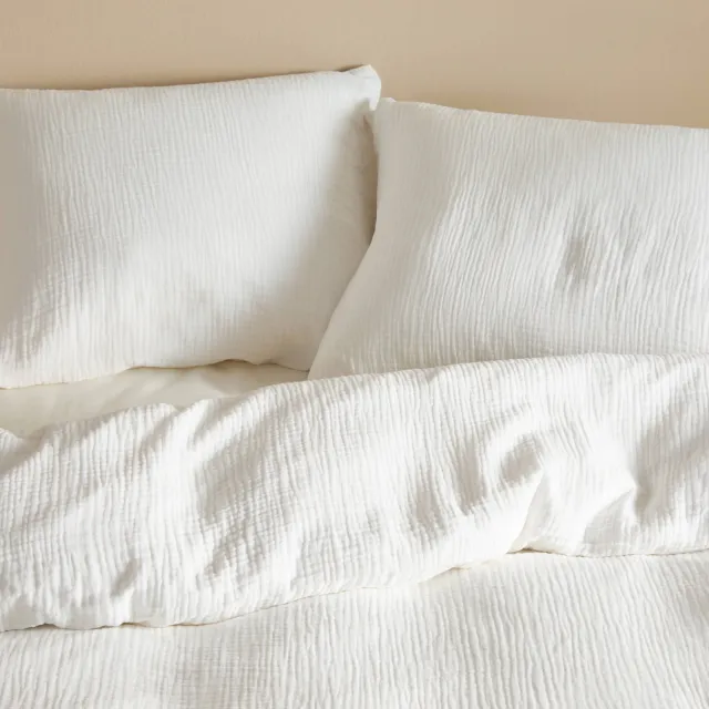NOUS Living mousseline dekbedovertrek 1-persoons off white