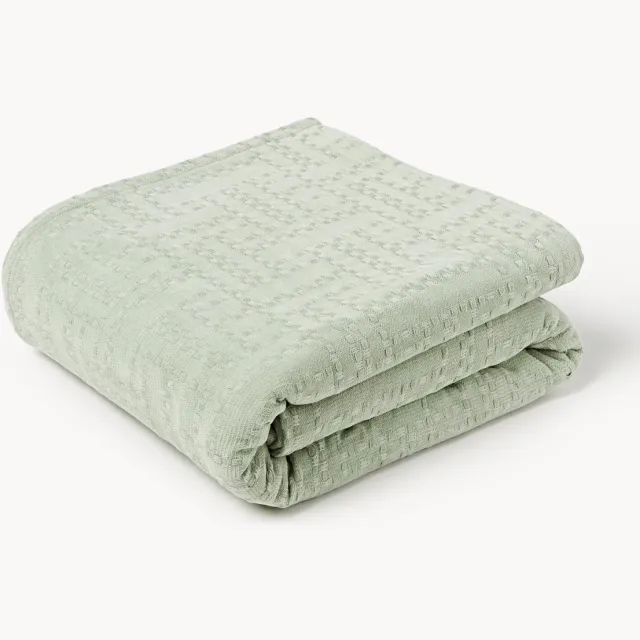 Westwing Collection Katoenen bedsprei Lazlo Lichtgroen