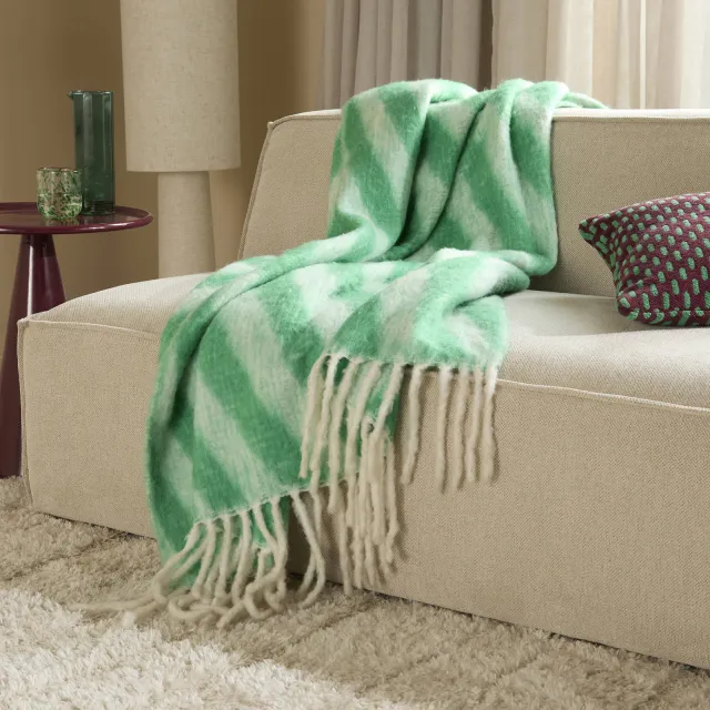 NOUS Living Launac plaid groen wit, foto 2