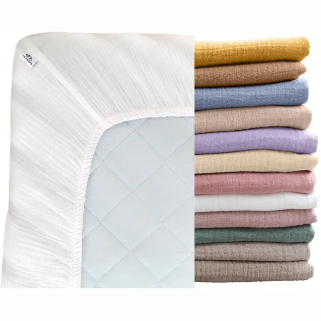 Lilimaus Kinderhoeslaken 120x200 cm - mousseline katoen - matrashoogte tot 10 cm - wit
