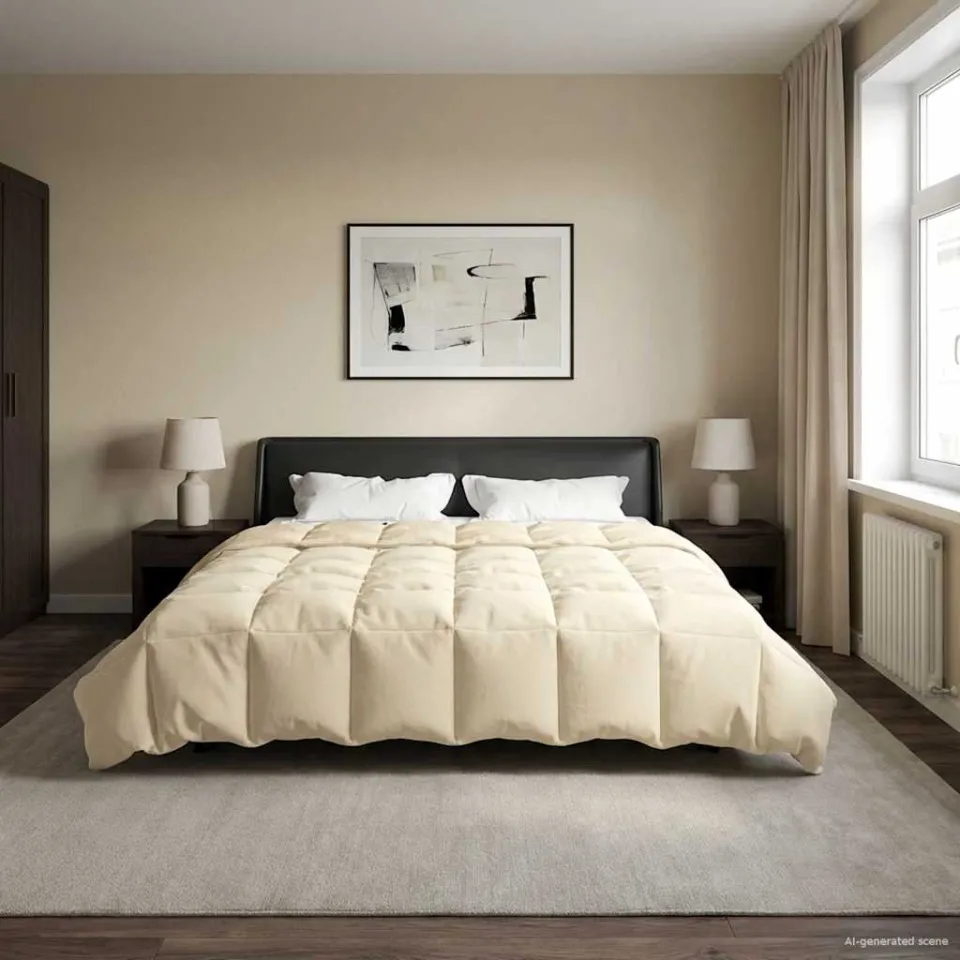 vidaXL Zomer Dekbed 200 x 220 cm Zomer Microfiber (100% polyester) crème, foto 4