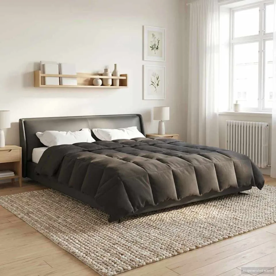 vidaXL Zomer Dekbed 200 x 220 cm Zomer Microfiber (100% polyester) anthraciet, foto 4