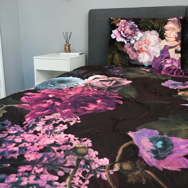 Valking Dekbed Zonder Overtrek Purple Flowers | Easy Dekbed Uni Onderzijde | 140 x 200/220cm + 1 kussensloop en instopstrook