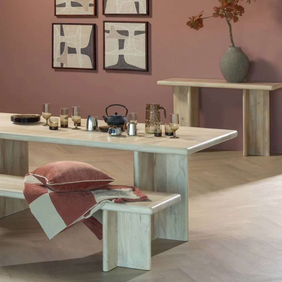 WOOOD Zena plaid roestbruin/beige, foto 3