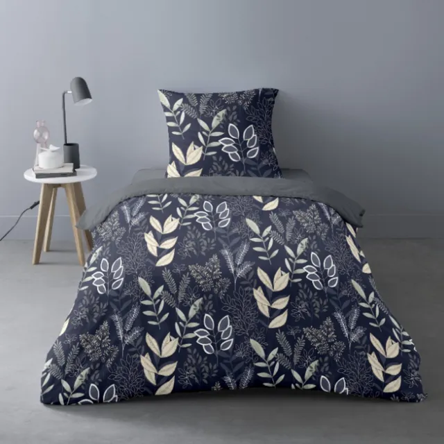 Better Nights Luxe Polar Fleece Dekbedovertrek Gaia - 140x200 - warm - blauw - planten - 1persoons