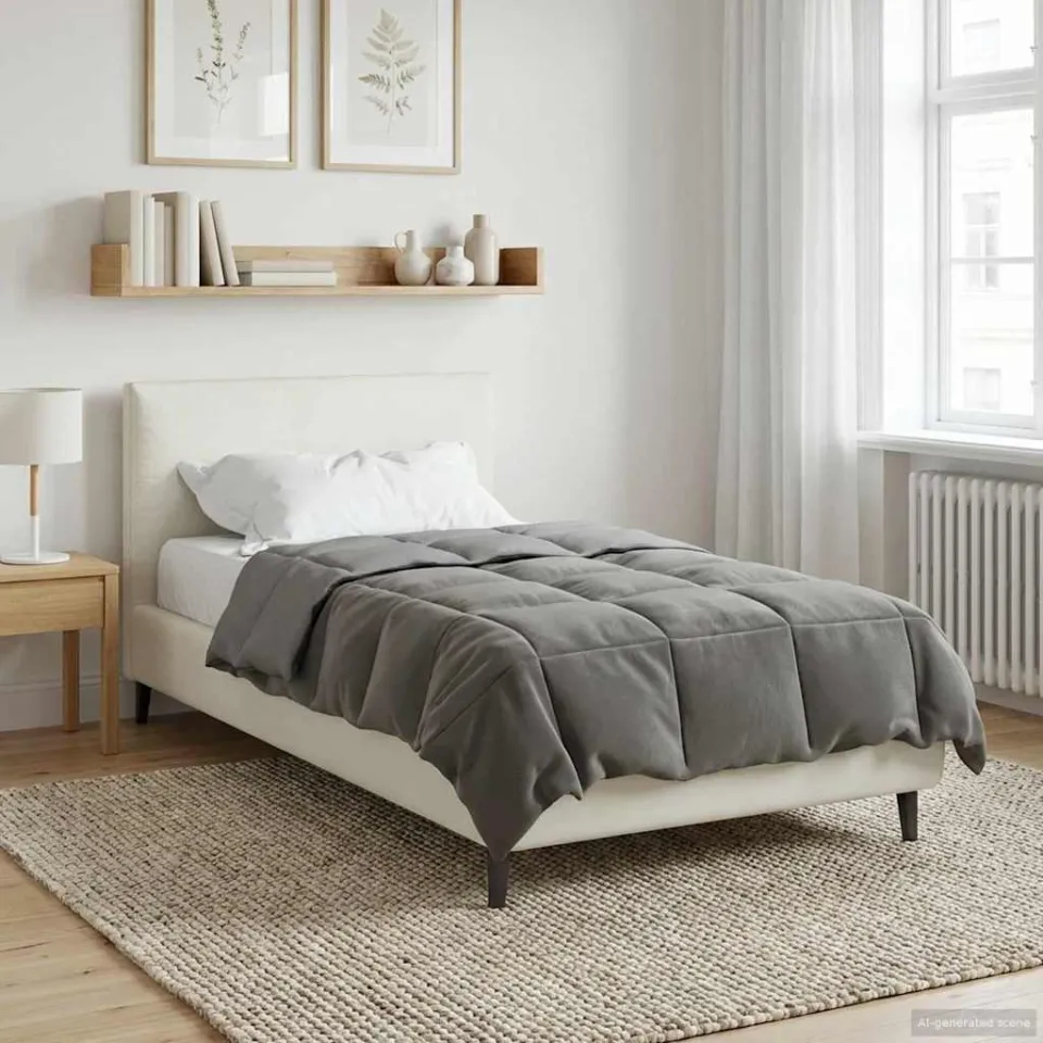 vidaXL Vol jaar dekbed 135 x 220 cm Microfiber (100% polyester) lichtgrijs, foto 4
