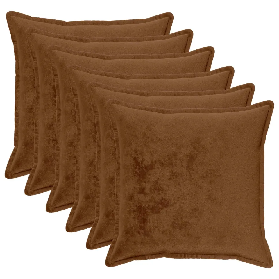 vidaXL Kussensloop 6 st HOUTEN Licht Bruin 65 x 65 cm Flanel