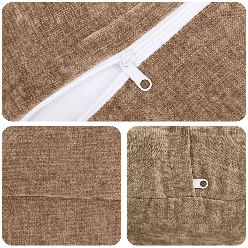 vidaXL Kussensloop 2 st HEERLEN Bruin Dia. 40 cm Chenille Stof, foto 3