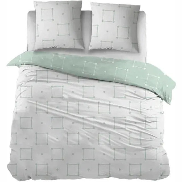 Sleepnight Dekbedovertrek Flanel Gemma - 140 x 200/220 cm + 1 kussensloop - [Groen]