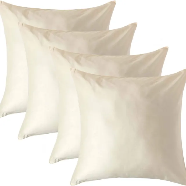 Homescapes Biologisch Kussensloop 80x80 cm – Set van 4 – Crème – 100% Egyptisch Katoen Satijn – Draaddichtheid 400