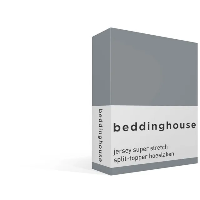 Beddinghouse katoen - Splittopper Hoeslaken - 180 x 200/220 cm Pocket depth: 25 cm Split: 85 cm - Blauwgrijs