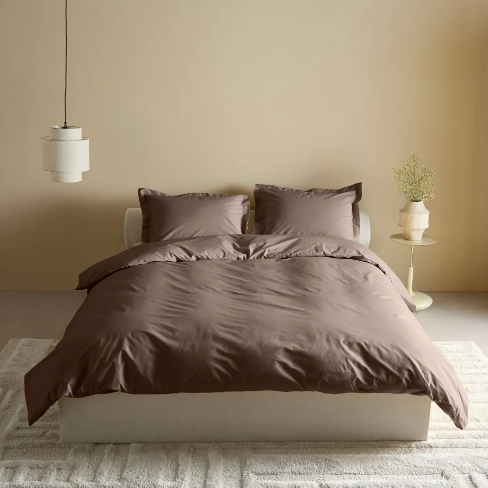 Studio LIVIT percale katoenen dekbedovertrek donkerbruin, foto 3