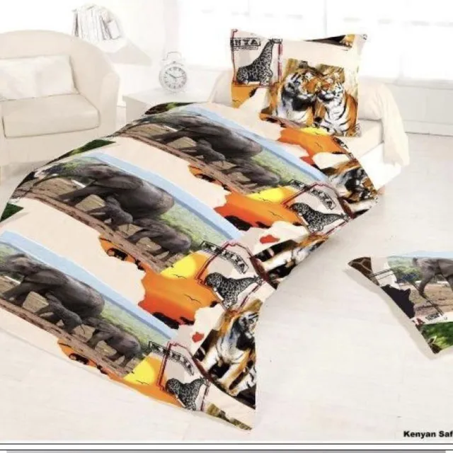 Better Nights 100% Katoenen 1-Persoonsdekbedovertrek Kenyan Safari 140x200 met 1 kussensloop 65x65 multi