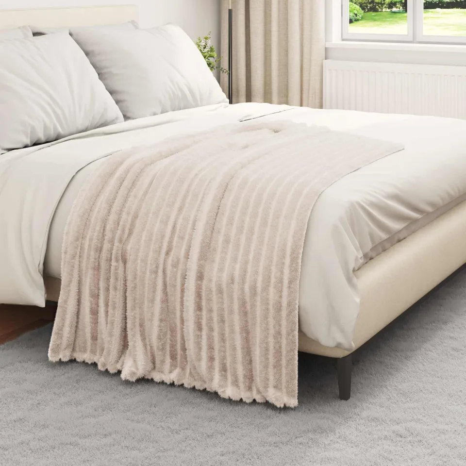 vidaXL plaid Beige 150 x 130 cm 0,45 kg Fleece, foto 3