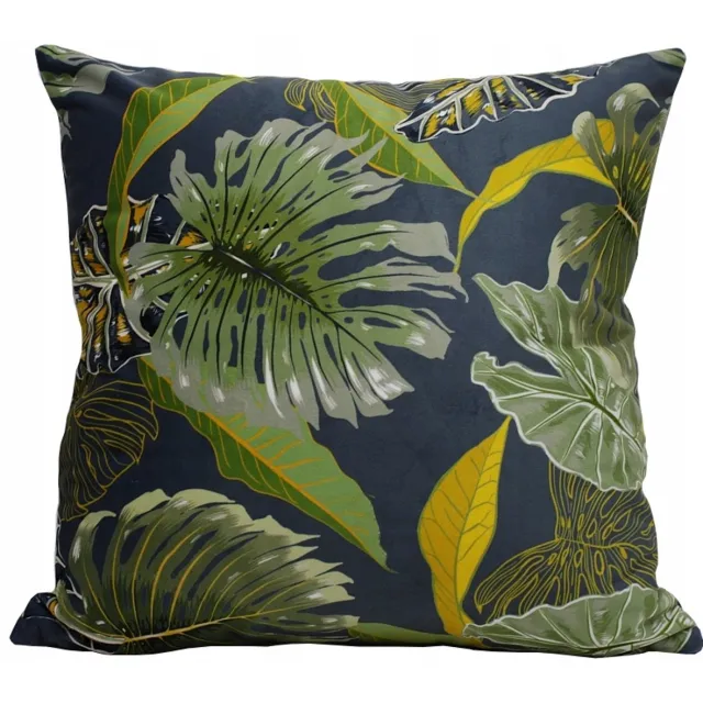 Ateks Decoratieve Kussenhoes 40x40 cm - Monstera Bladeren - Velours Grijze achtergrond met monstera bladeren