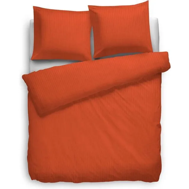 Heckettlane Heckett & Lane Satin Stripe Dekbedovertrek - Lits-jumeaux - 260x200/220 cm - Mecca Orange