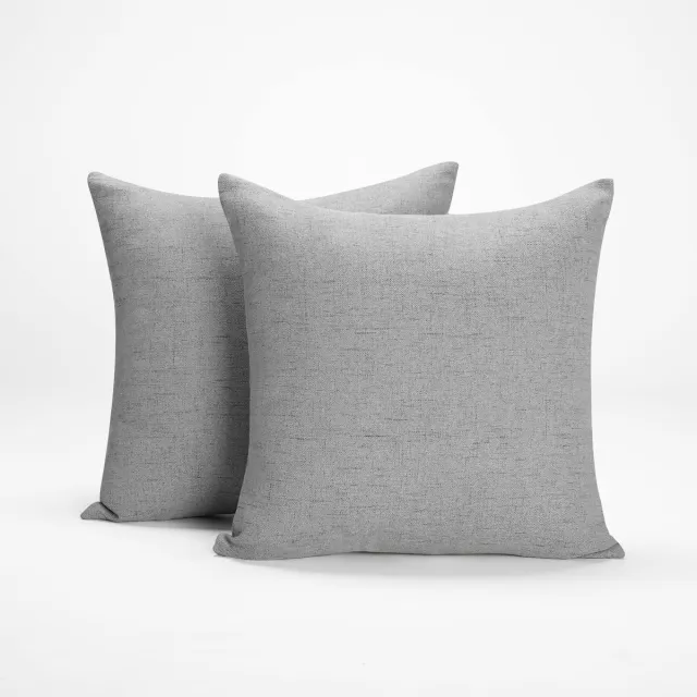 Ibenzoa Kussenhoezen in Linnenstijl met Verborgen Ritssluiting voor Decoratief Gebruik, Set van Twee, Grijs, 45 x 45 cm