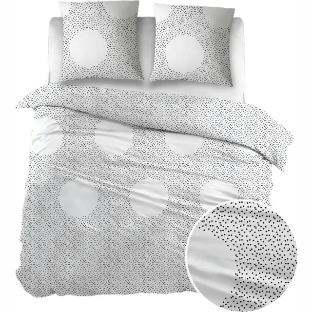Percalino Dekbedovertrek - White, Black Bollen Perkalkatoen - B 240 x L 220 cm - Vochtabsorberend - 000008-B 240 x L 220 cm