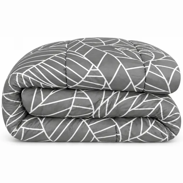 bedlin Dekbed bedrukt - Zonder hoes ( 2 in 1 ) - Tweezijdig - 240 x 220 cm - Antra Modern Antraciet