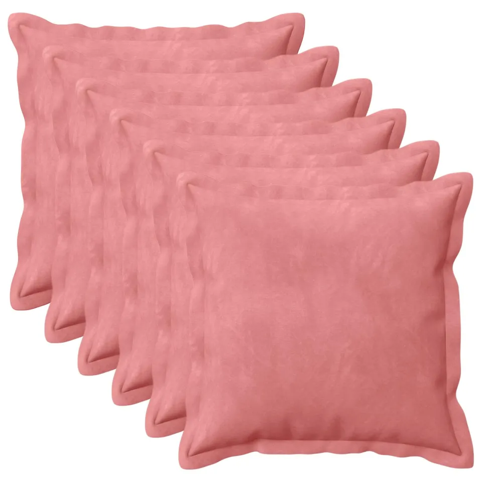 vidaXL Kussensloop 6 st HOUTEN Roze 50 x 50 cm Fluweel, foto 3
