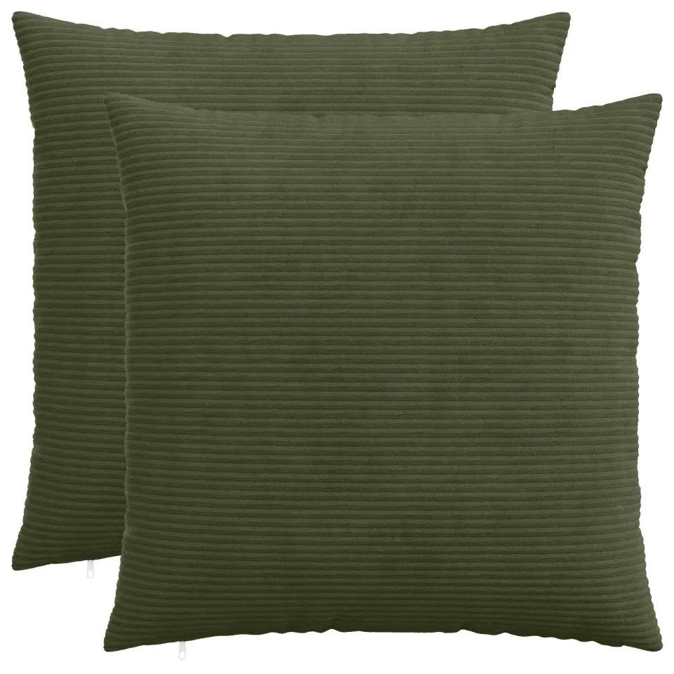 vidaXL Kussensloop 2 st HEERLEN Groen 60 x 60 cm corduroy