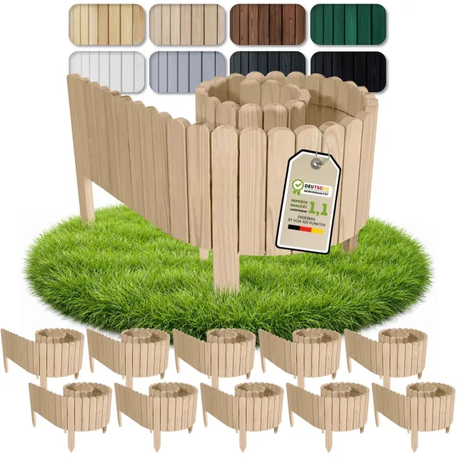 Floranica gazonrand hout - 20 m - 10 x 2 m - 10 cm hoog - onbehandeld - ronde bovenkant - grenen Overig