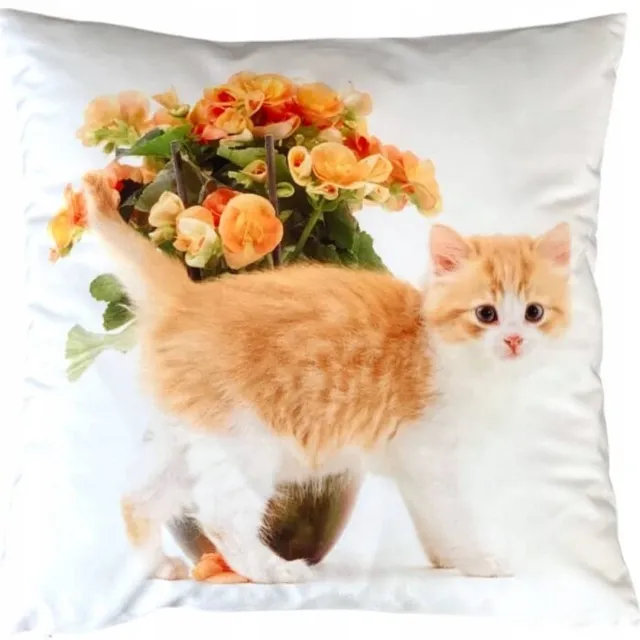 DeHome Decoratieve Kussenhoes 40x40 cm met Kattenprint Meerkleurig
