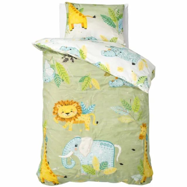 decoware Kinderdekbedovertrek Rumble In The Jungle 140x220 cm - Katoen - Eenpersoons - Dieren Thema - Met Kussensloop Groen