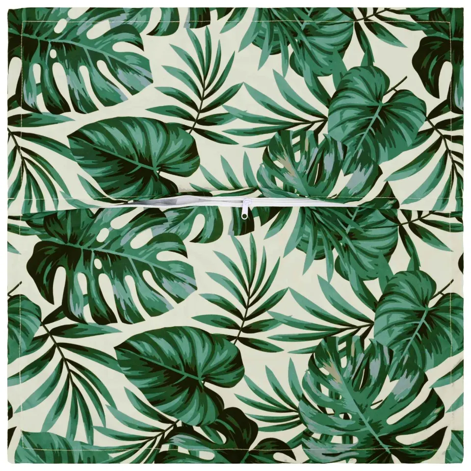 vidaXL Kussensloop 2 st HOUTEN Bladpatroon 70 x 70 cm Polyester groen, foto 4