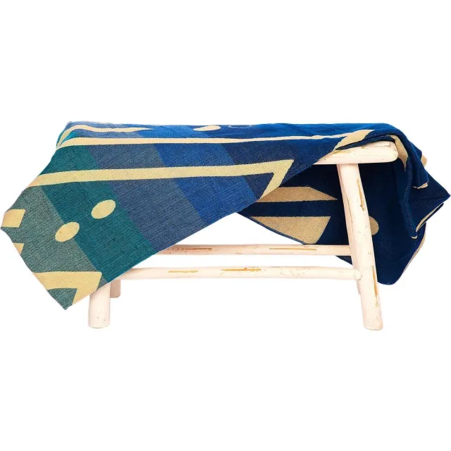 EcuaFina Alpaca native blanket Imbabura Blue - 195 x 235 cm Blauw
