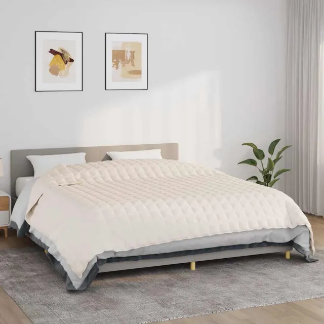 vidaXL Verzwaringsdeken 220x260 cm 11 kg stof lichtcrèmekleurig crème, foto 2