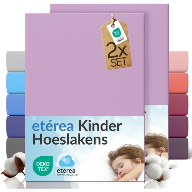 etérea Himmlische Qualität etérea Jersey hoeslaken 2-pack 60x120-70x140 cm (hoek 15 cm) 100% katoen - Lila