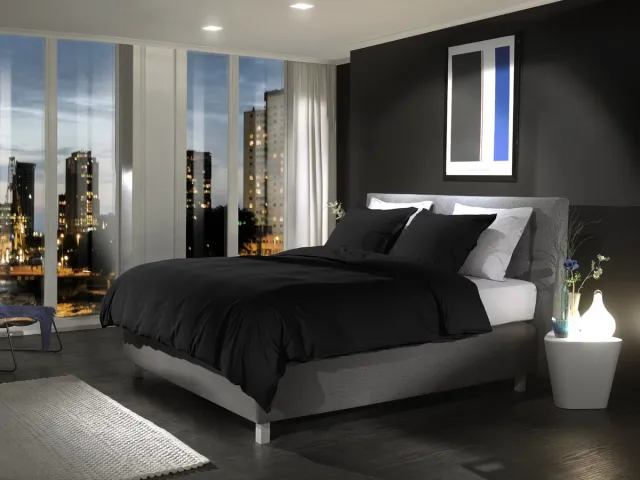 YELLOW HAVE A SUITE NIGHT Yellow Percale Dekbedovertrek - Extra breed - Volcano Black