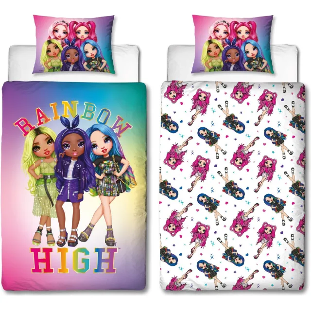 Rainbow High Dekbedovertrek - Eenpersoons - 140 x 200 cm - Roze Meerkleurig