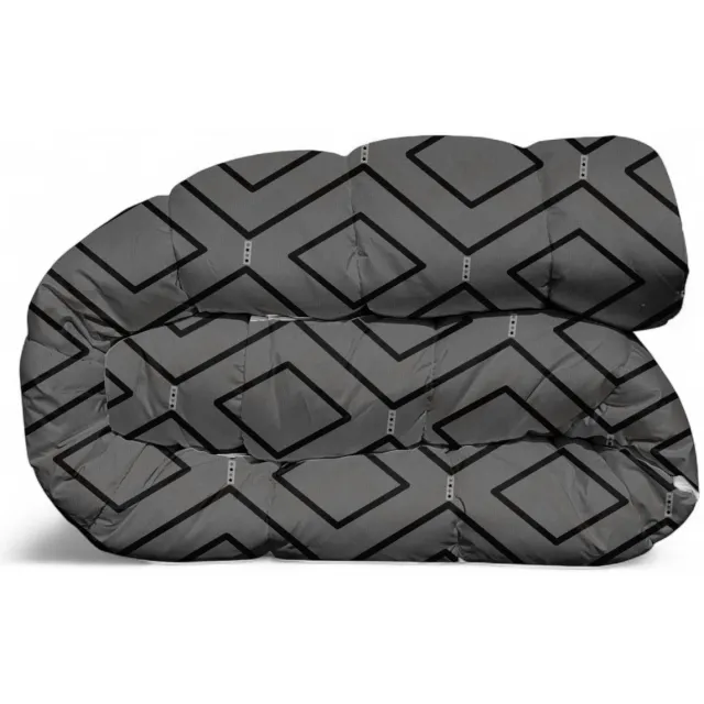 bedlin Premium Dekbed bedrukt - Zonder hoes ( 2 in 1 ) - Tweezijdig - 240 x 220 cm - Renaux Dark / Renaux Light Zwart, Grijs, Roos