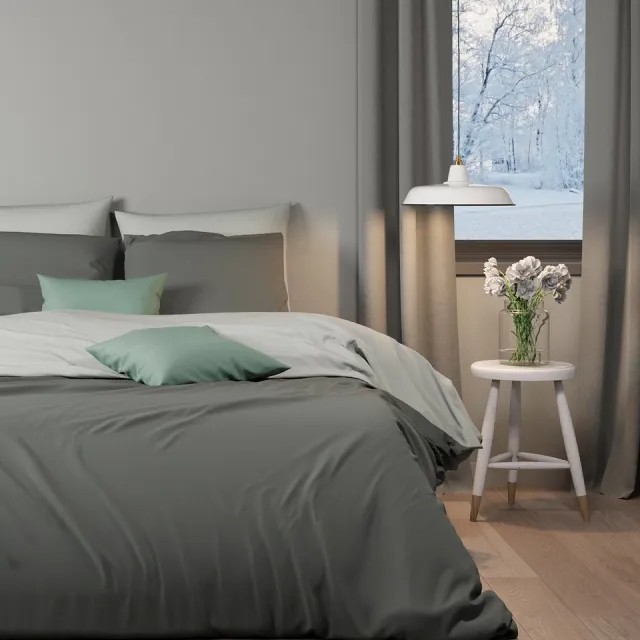 Mistral Home DEKBEDOVERTREK - flanel - 200 x 200 cm + 2x 65 x 65 cm - tweepersoons - effen kleur - grijs