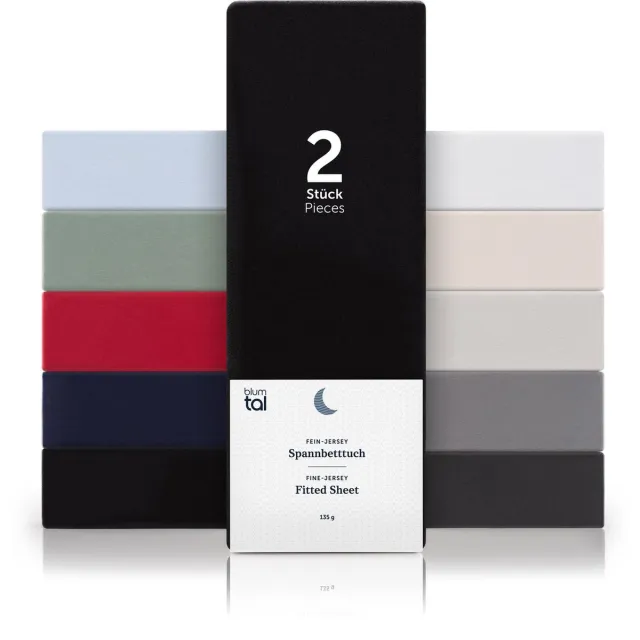 Blumtal Hoeslaken - Fitted Sheet - Jersey - Katoen - 140 x 200 x 30 cm - Zwart - Set van 2