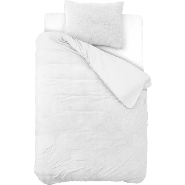Sleeptime Teddy Katoen Dekbedovertrek - 140X200/220 + 1 x kussensloop 60x70 - Wit