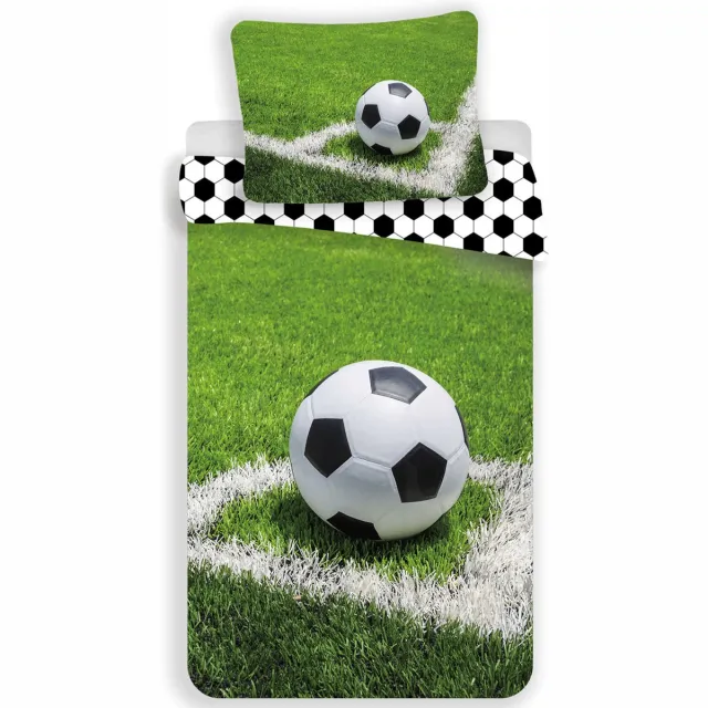 Dekbedovertrek Voetbal Voetbal - Corner - Eenpersoons Dekbedovertrek - 140 x 200 cm - Groen