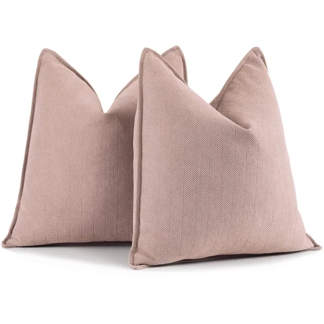 Unyqoos ® Stijlvolle Chenille Kussenhoezen Set van 2 in Zacht Roze voor Luxe Woondecoratie